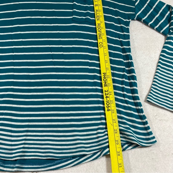 Calvin Klein Jeans Shirt Top Long Sleeve Scoop Neckline Woman’s striped Blouse - Picture 5 of 9